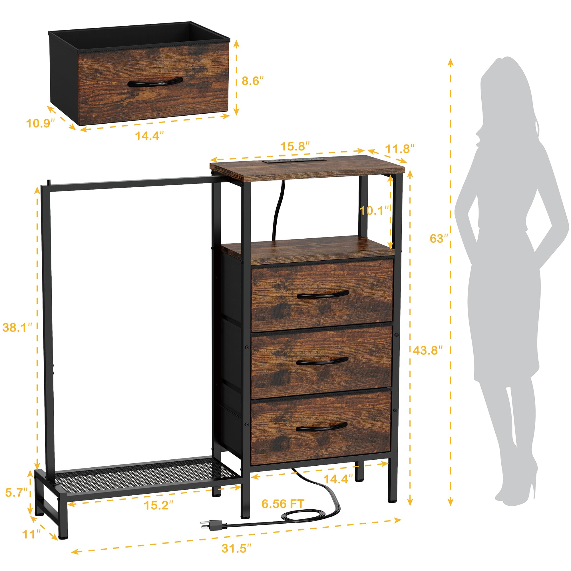 ZHNSYDN dresser in bedroom setup for organized living space