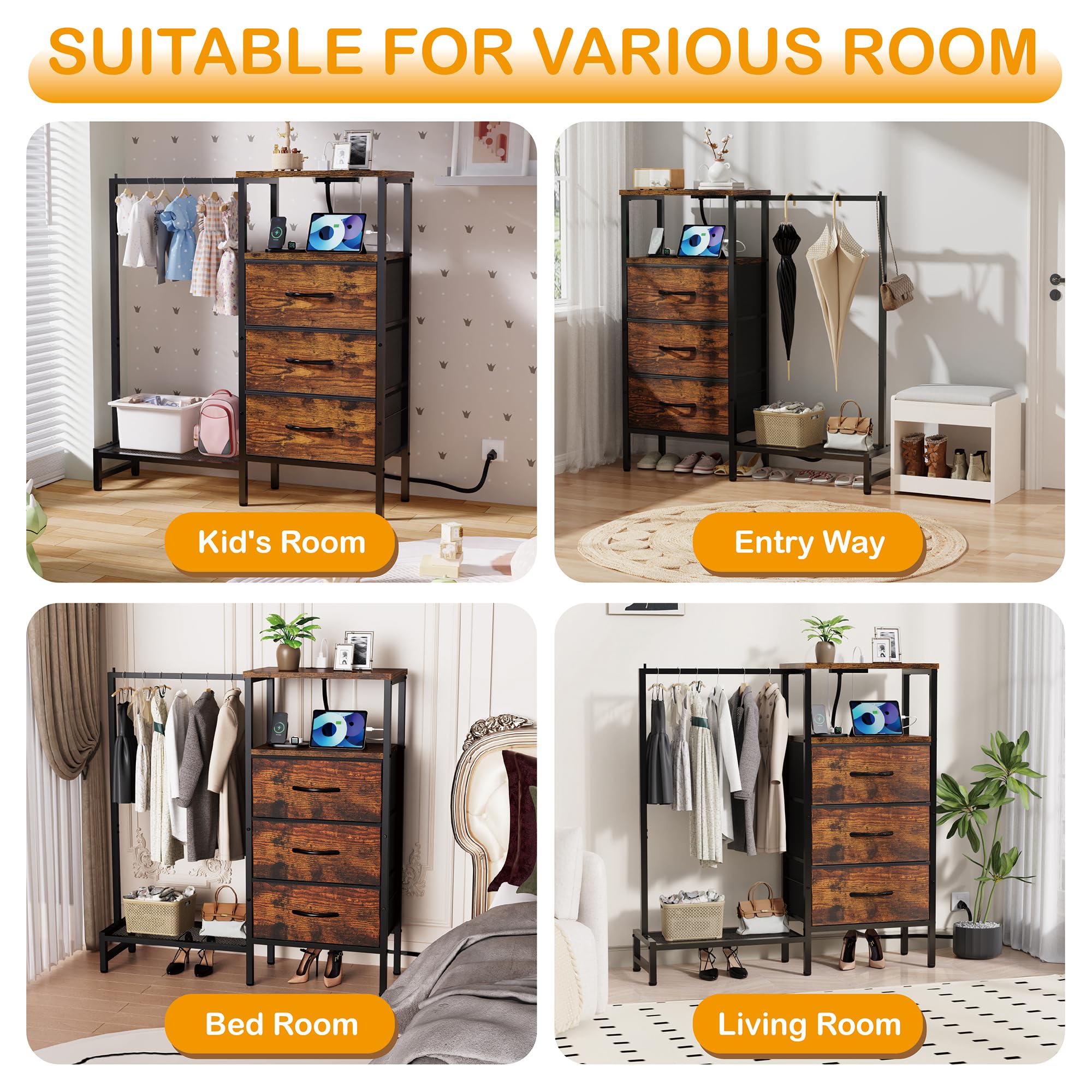 ZHNSYDN dresser shown in reversible design for flexible setup