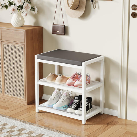 ZHOOGE Small Shoe Bench steel frame delivers sturdy support and lasting durability.