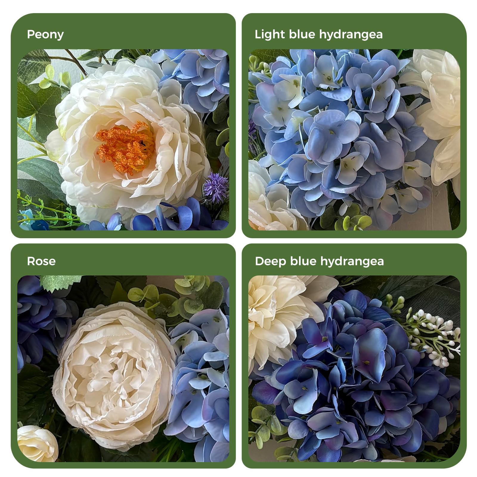 Zhoree indoor-outdoor wreath suitable for porches and walls.