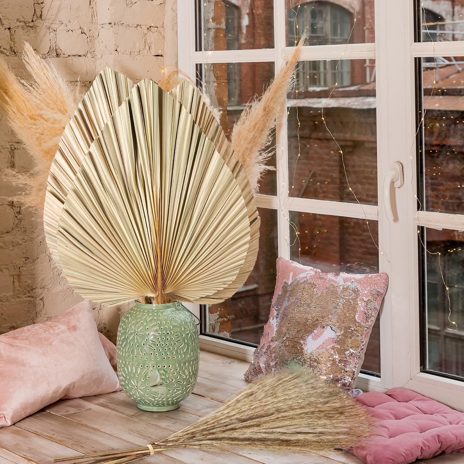 ZhouBoat bunny tails pampas create airy living room accents.