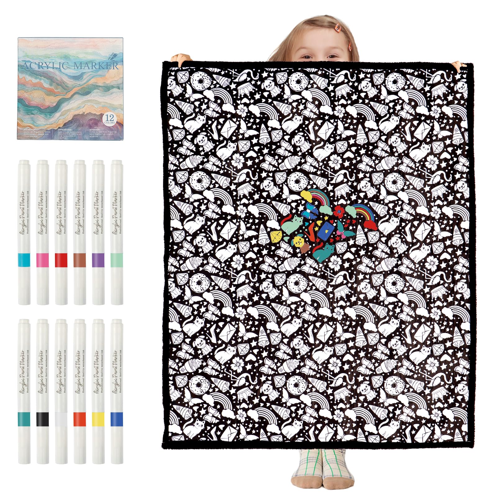 ZHOYIMIMI DIY coloring blanket with animal design for personalization.