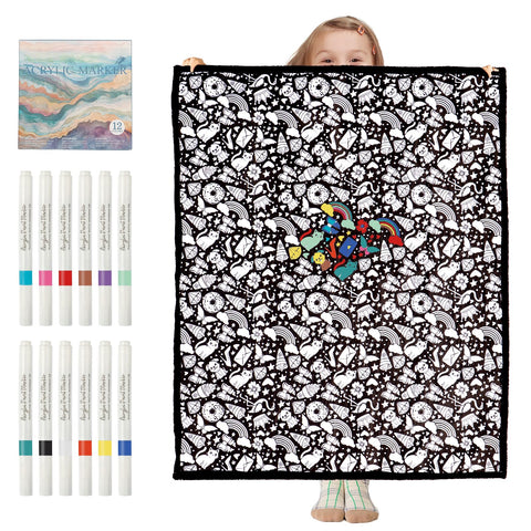ZHOYIMIMI DIY coloring blanket with animal design for personalization.