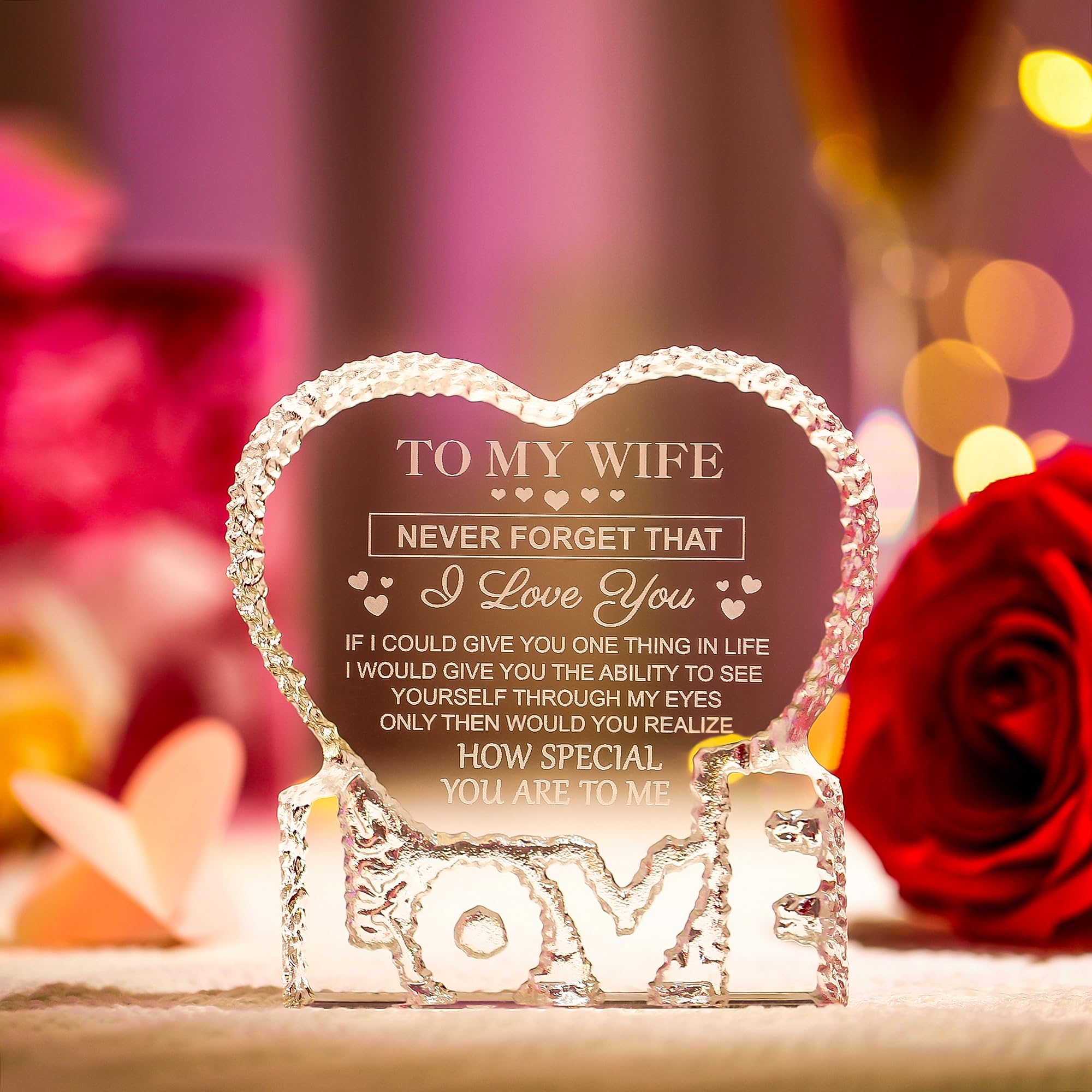 ZHSHWAT engraved love quote crystal, a lasting reminder of your commitment.