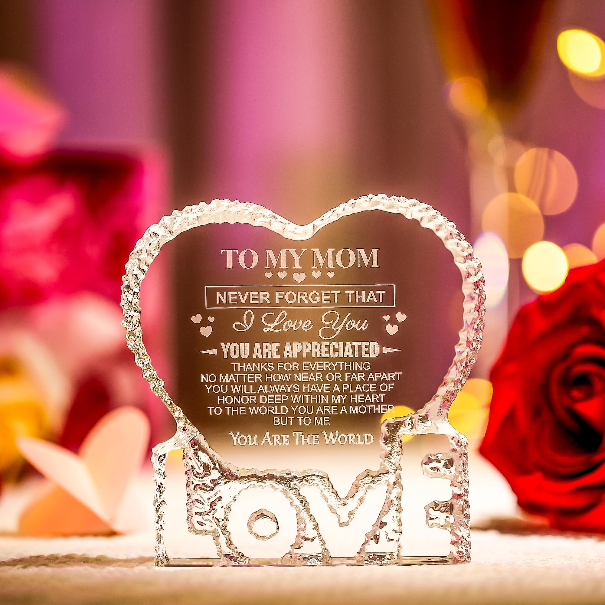 ZHSHWAT mother-daughter bond crystal display, ideal for living room or desk.