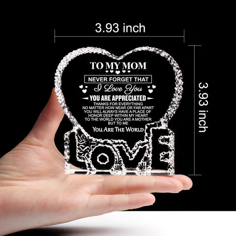 ZHSHWAT Mothers Day crystal, 3.9-inch size, fits neatly on a shelf.