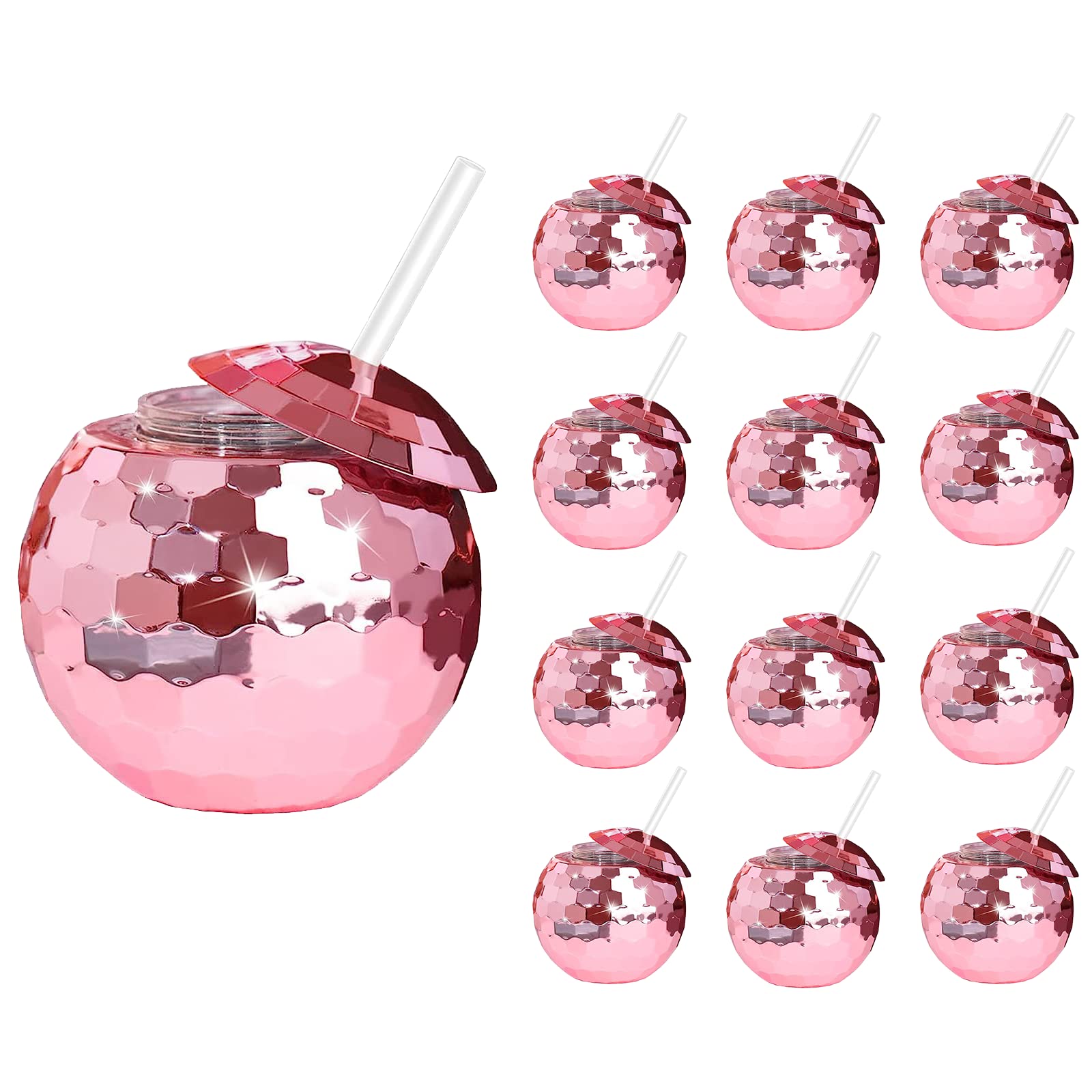 ZHURUININ Disco Ball Cups with lid for spill prevention at parties and events.