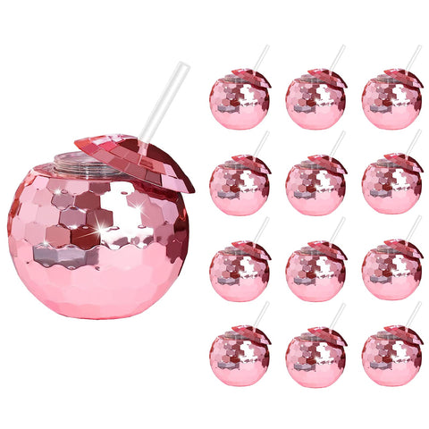 ZHURUININ Disco Ball Cups with lid for spill prevention at parties and events.