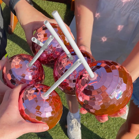 ZHURUININ Disco Ball Cups with rose gold finish add glamorous party flair.