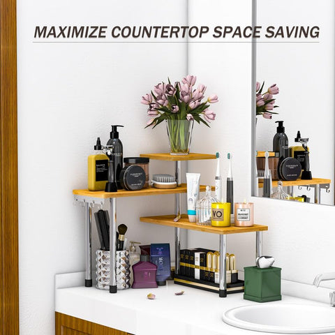 ZHWS makeup skincare organizer neatly arranges products on the vanity
