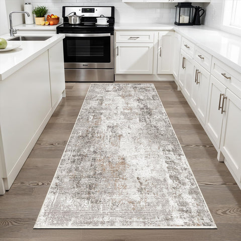 ZHXXUJ 3x6 washable non-slip kitchen runner in brown complements living spaces