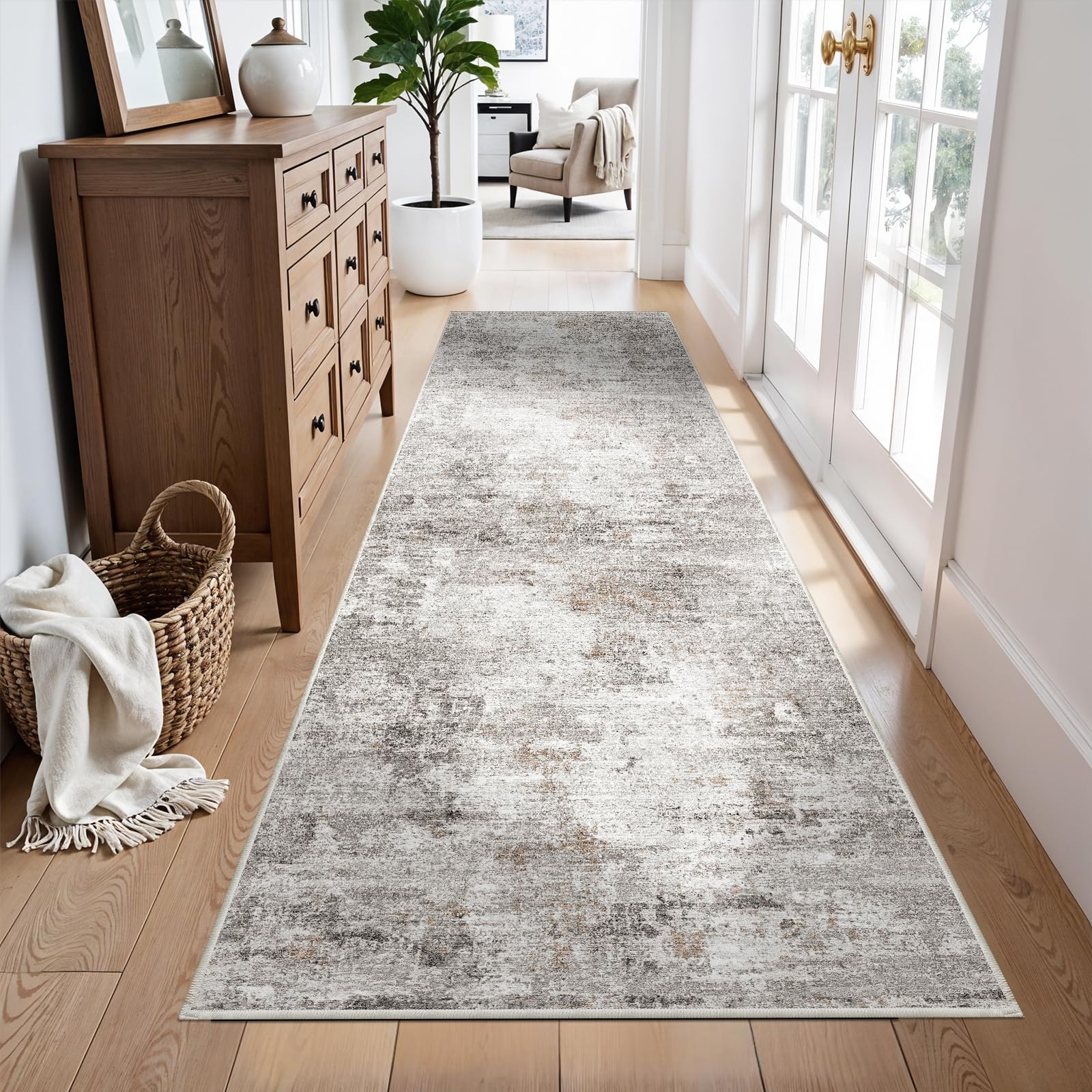 ZHXXUJ entryway rug 3x10 showing soft faux cashmere texture and clean lines.