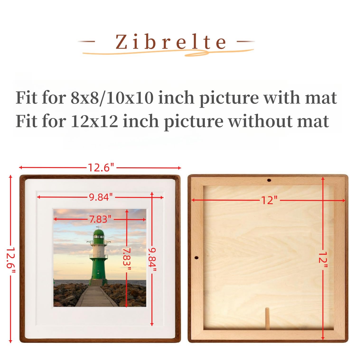 Zibrelte walnut frame side profile highlighting rounded corners