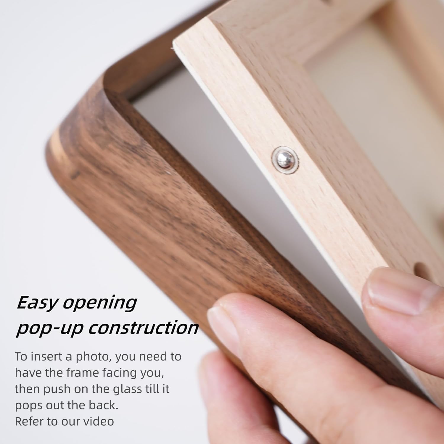 Zibrelte walnut wood frame closeup showing rich grain and craftsmanship