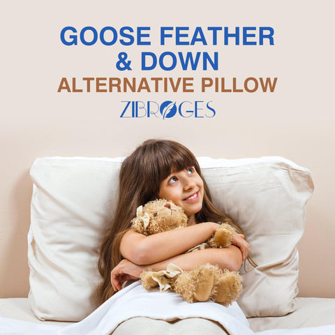 Zibroges feather pillows queen set 2 bedside setup ready for immediate use.