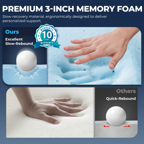Zibroges memory foam topper removable cover for easy cleaning