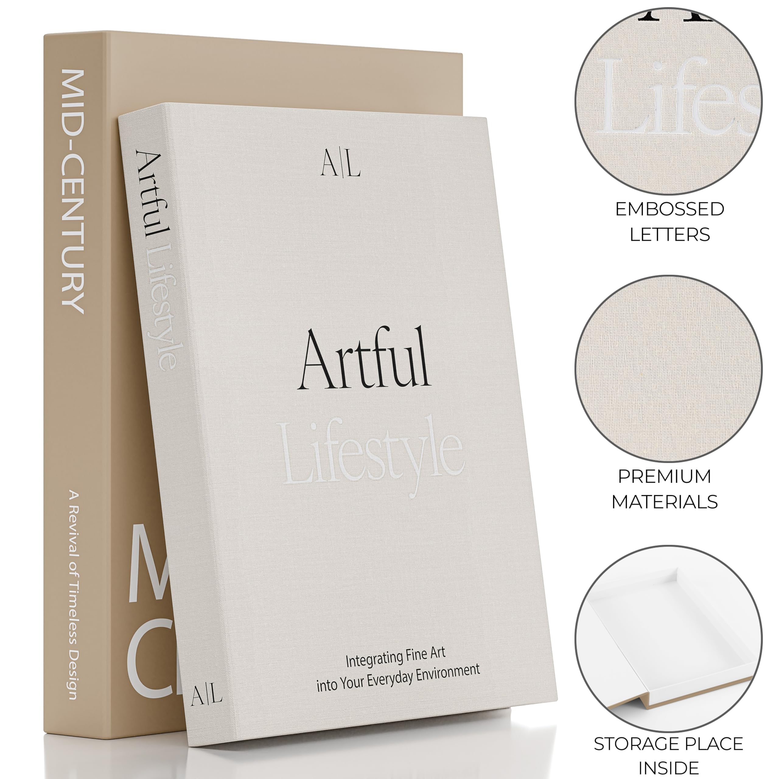 ZICOTO decorative books in beige and brown tones enhance warm decor