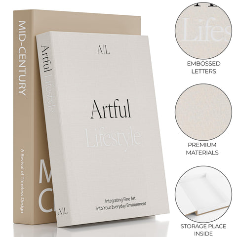 ZICOTO decorative books in beige and brown tones enhance warm decor