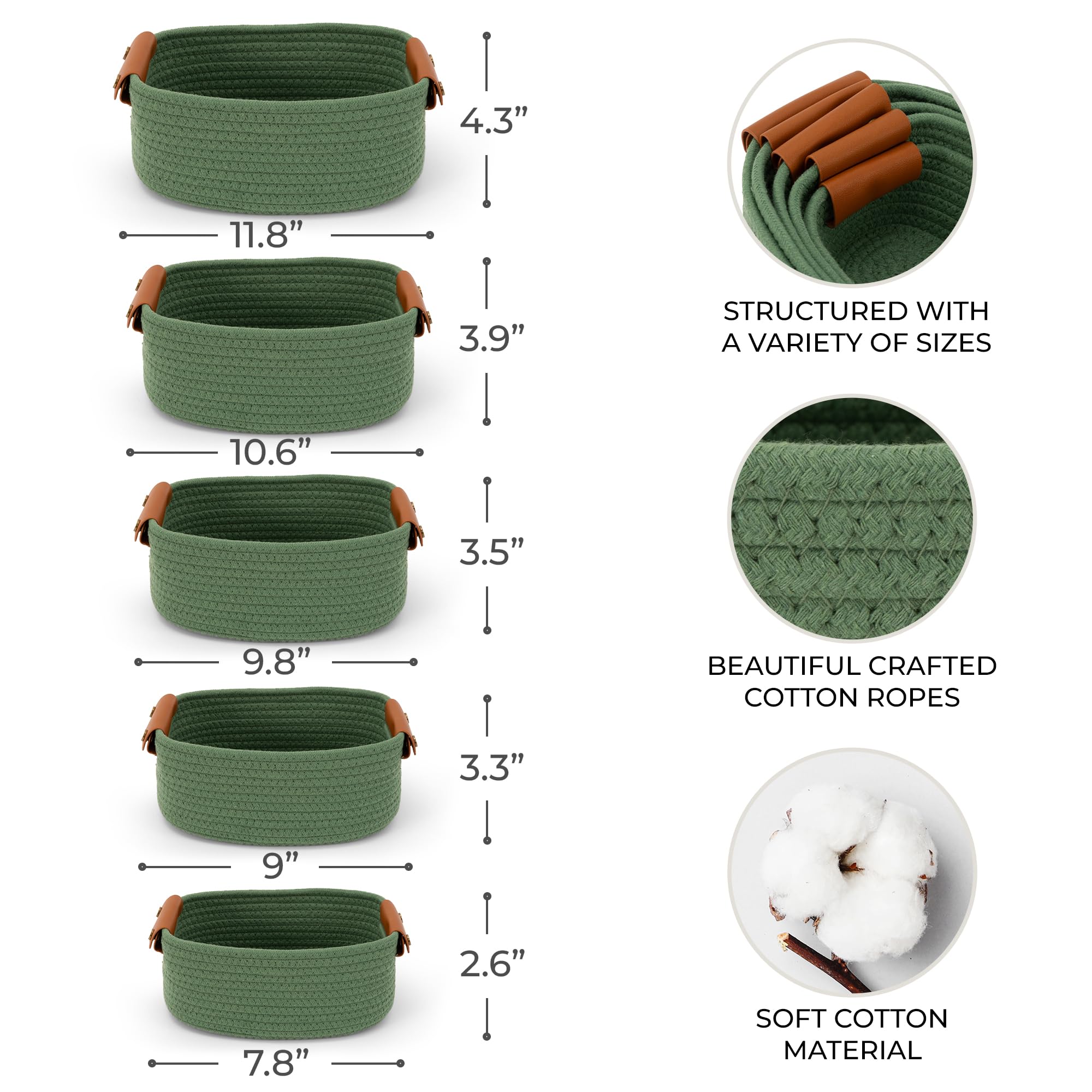 ZICOTO basket with leather handles adding refined storage