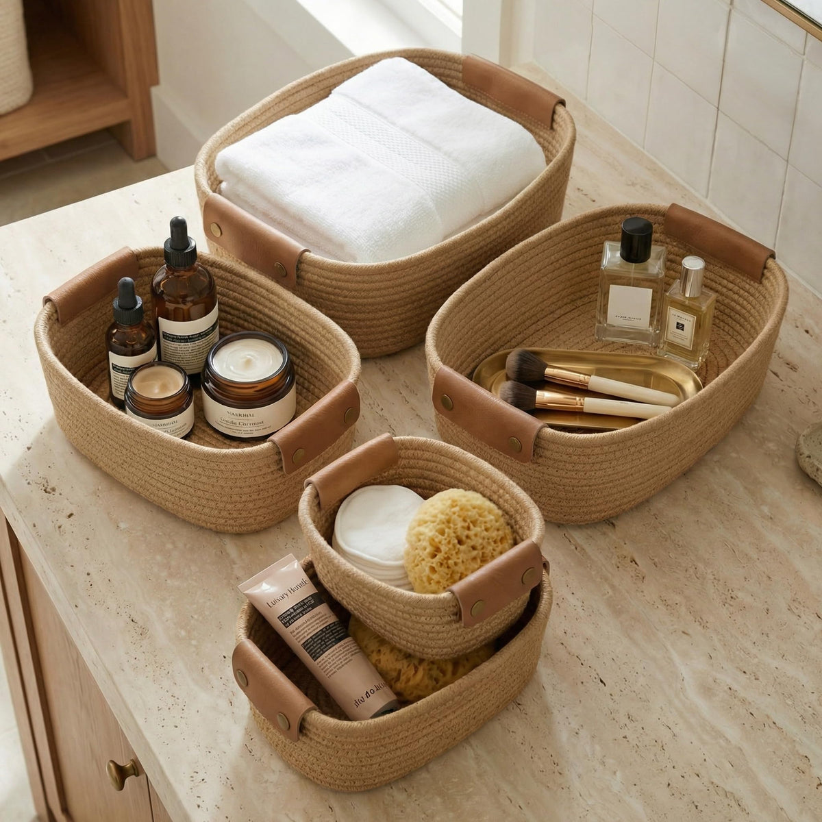 ZICOTO beautiful storage basket set of 5 on shelf for organized nursery and home storage