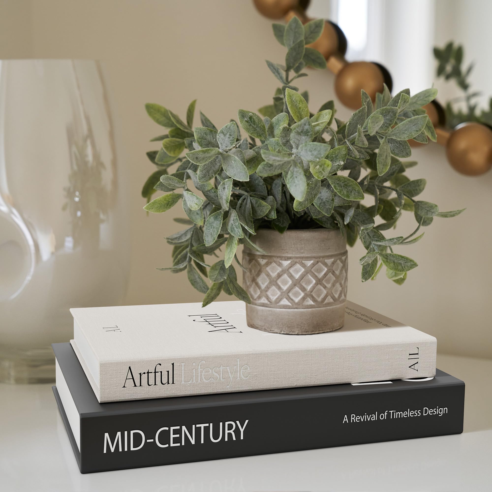 ZICOTO black beige decorative books enhance a modern living space.