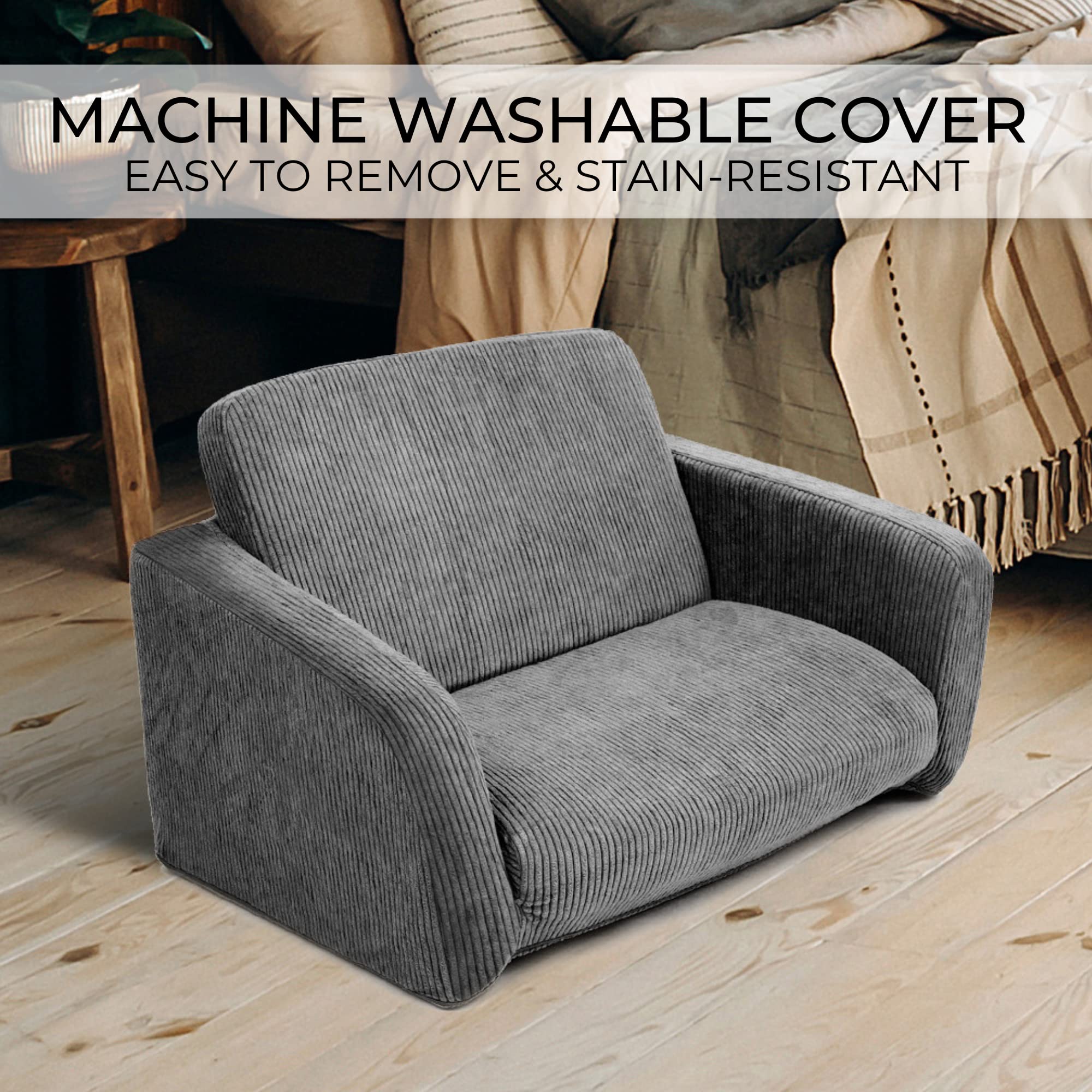 ZICOTO comfy kids chair washable-cover – easy cleanup after snacks and spills.