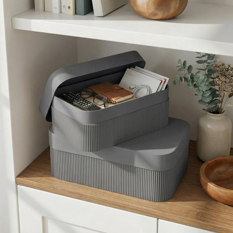 ZICOTO decorative storage box small gray with lid, perfect for organizing jewelry and keepsakes.