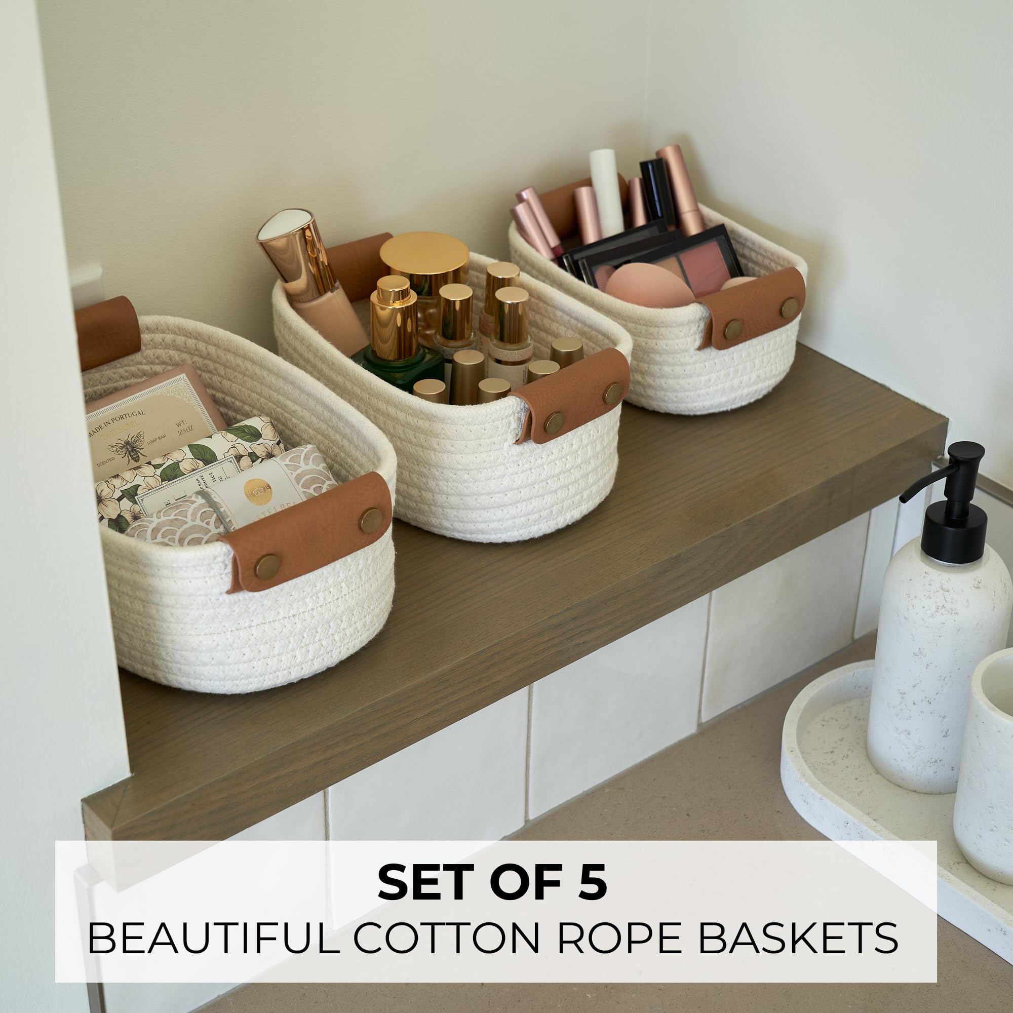 ZICOTO desk tidy basket, cotton rope, neat office essentials.