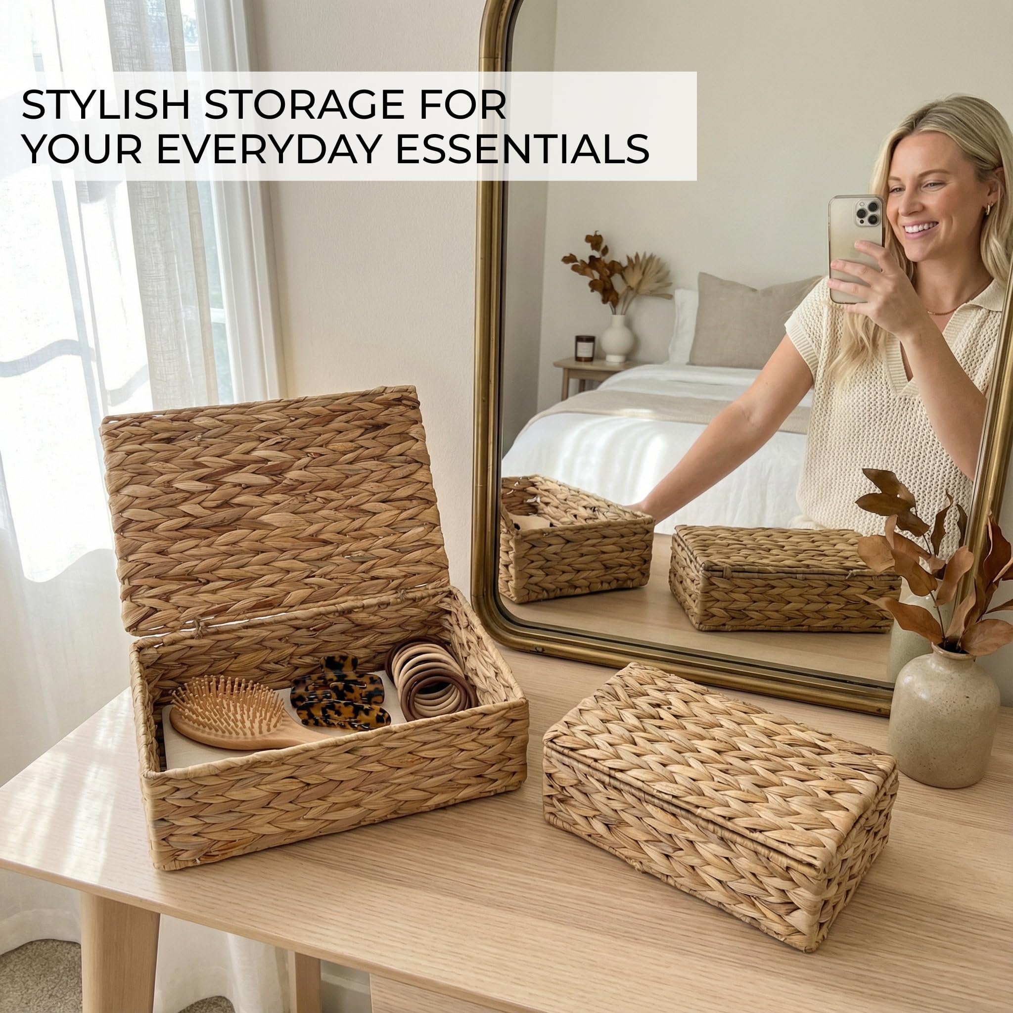ZICOTO hyacinth lid storage for privacy and neat countertops