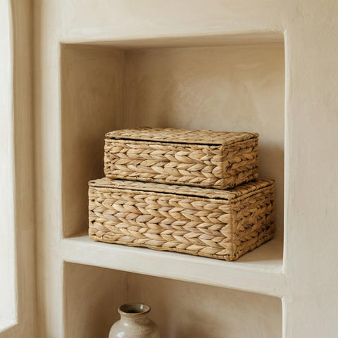 ZICOTO large hyacinth storage box with lid keeps clutter tucked