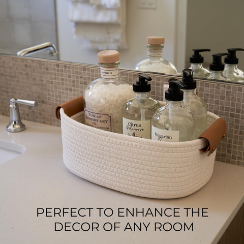 ZICOTO natural cotton rope baskets, closeup, durable storage solution for any room.