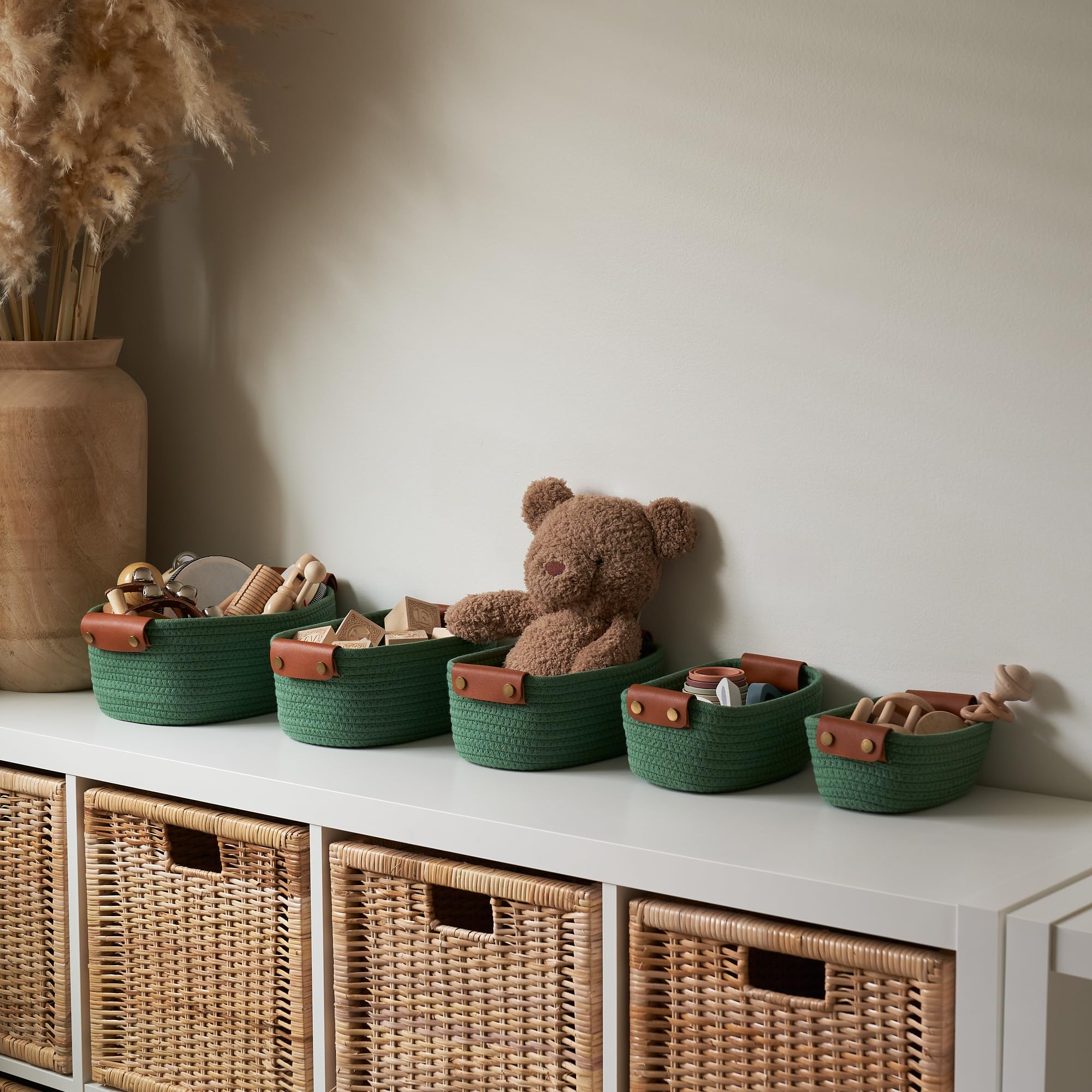 ZICOTO nursery baskets on shelf showing tidy storage for toys