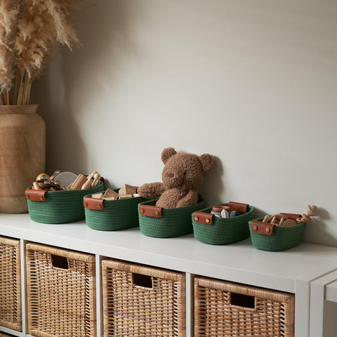ZICOTO nursery baskets on shelf showing tidy storage for toys