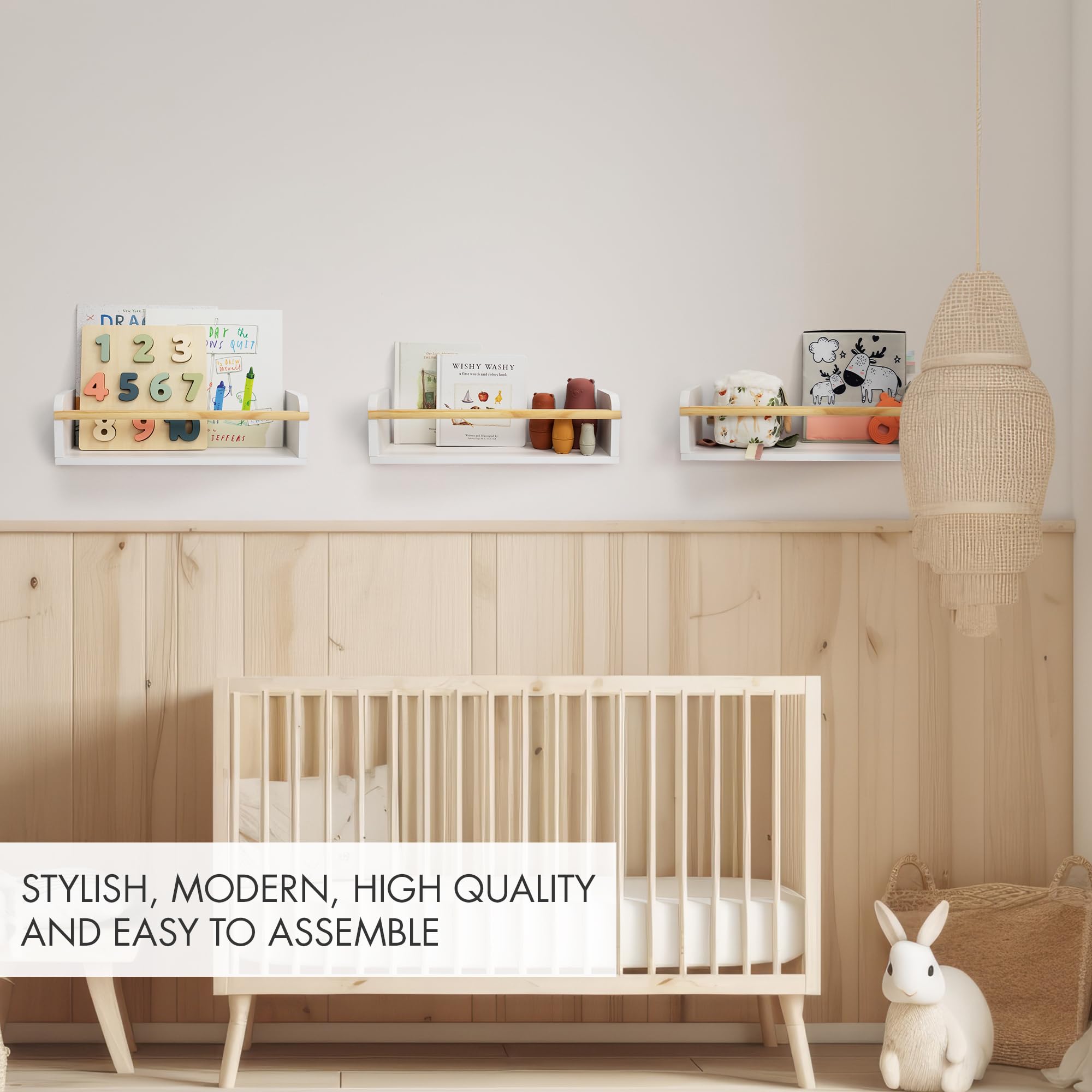 ZICOTO nursery organizer keeps books, diapers, and toiletries within reach.