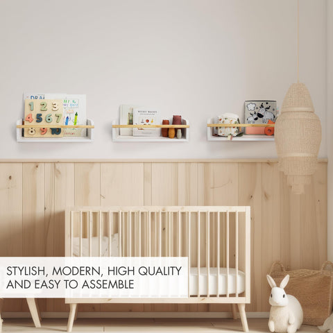 ZICOTO nursery organizer keeps books, diapers, and toiletries within reach.