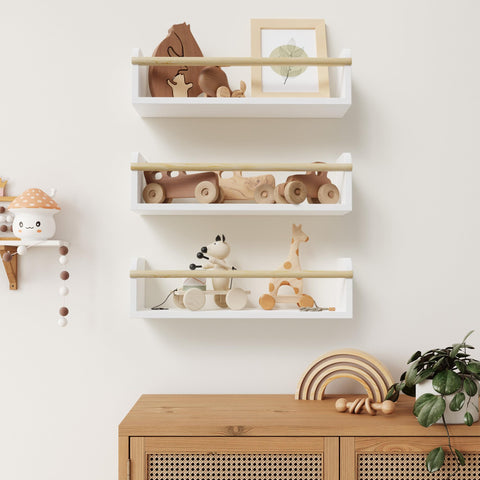 ZICOTO nursery shelves wall mount provide stylish storage for photos and small items.