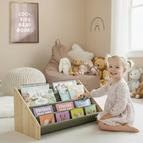 ZICOTO bookshelf doubles as charming playroom decor while keeping essentials organized.