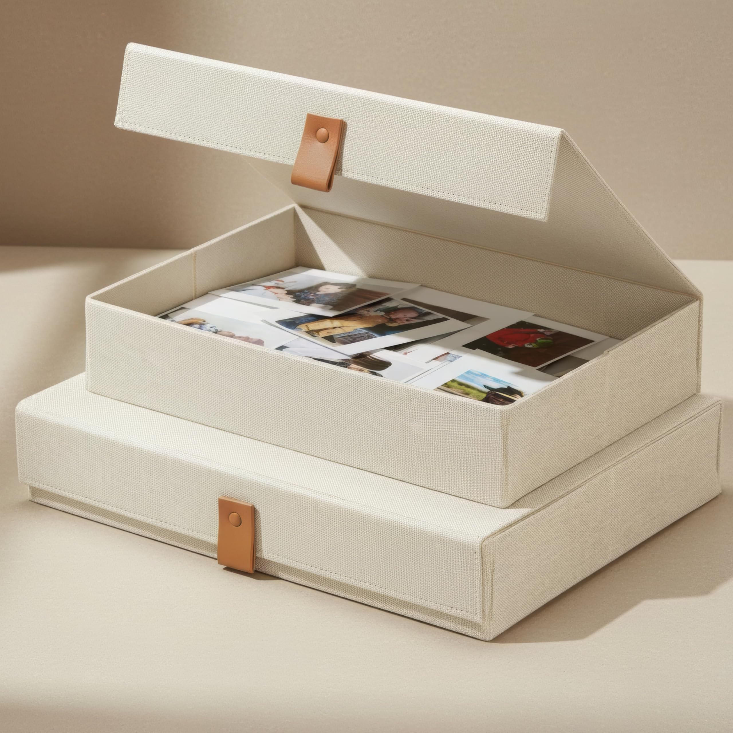 ZICOTO scrapbooking paper storage in linen keeps supplies organized.