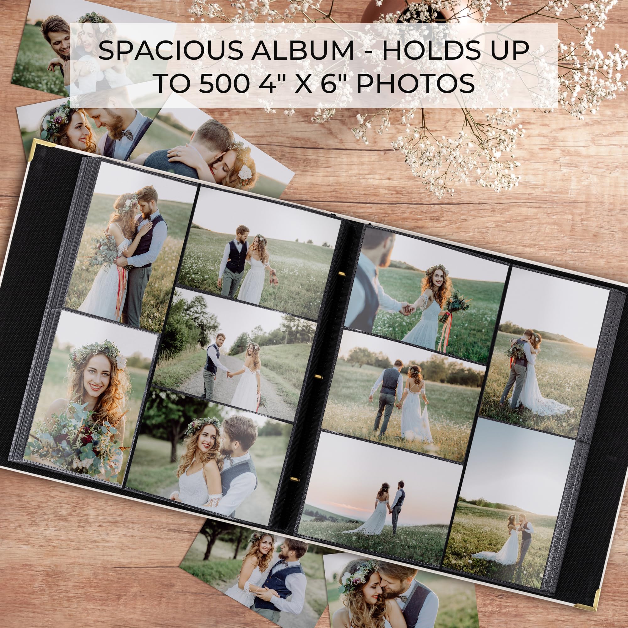 ZICOTO slip-in pockets simplify photo organization and quick page setup.
