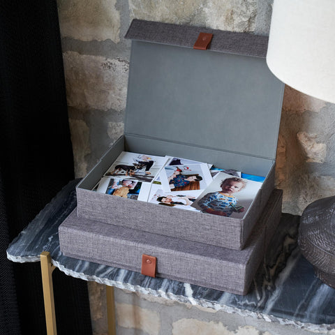 ZICOTO stackable memory boxes in linen fabric save space on shelves
