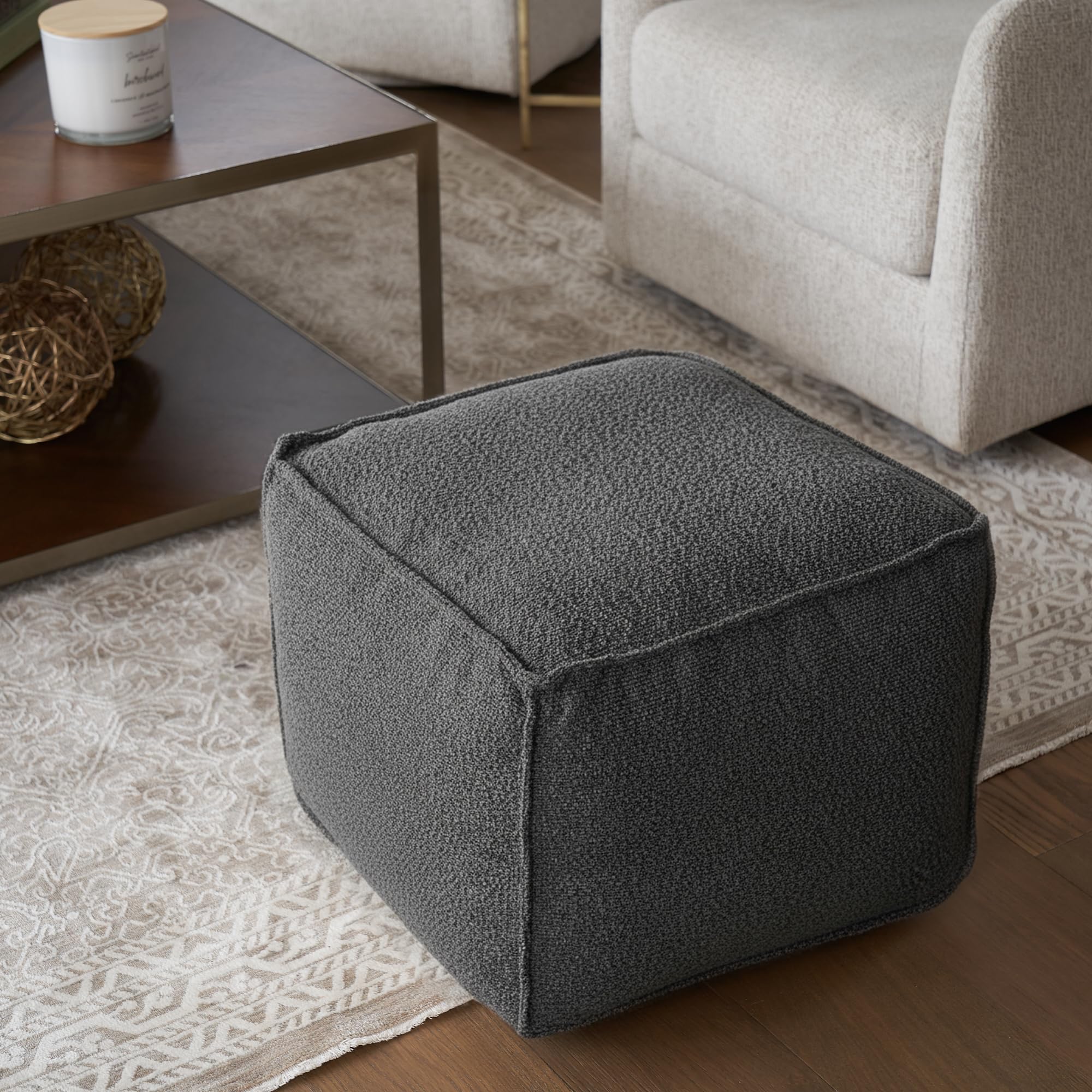19.3 by 19.3 by 14.5 inches fits compact rooms.