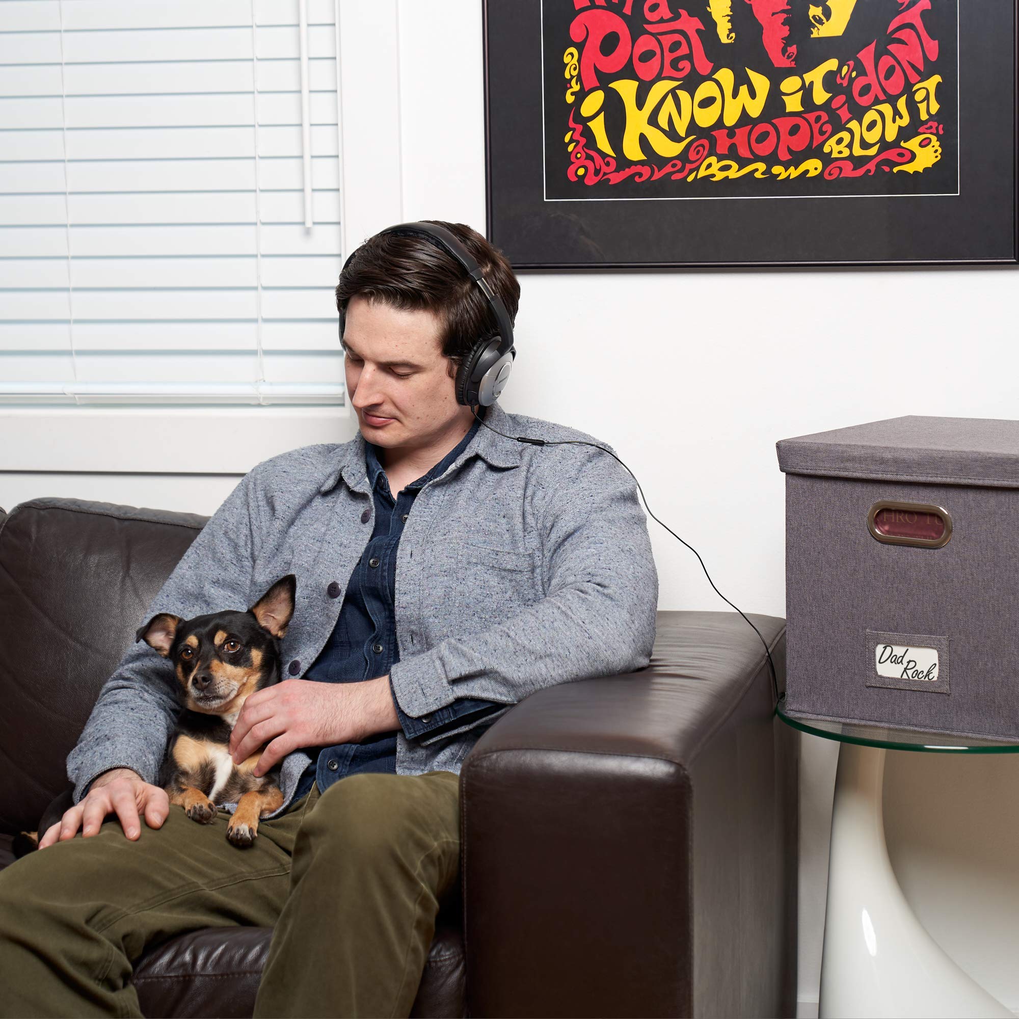 Box protects vinyl records against dust and light exposure.