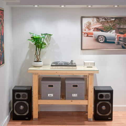 ZICOTO vinyl storage box with lid protecting LPs from dust.