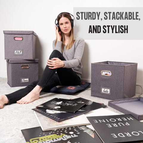 Box with records inside ready for use and organization.