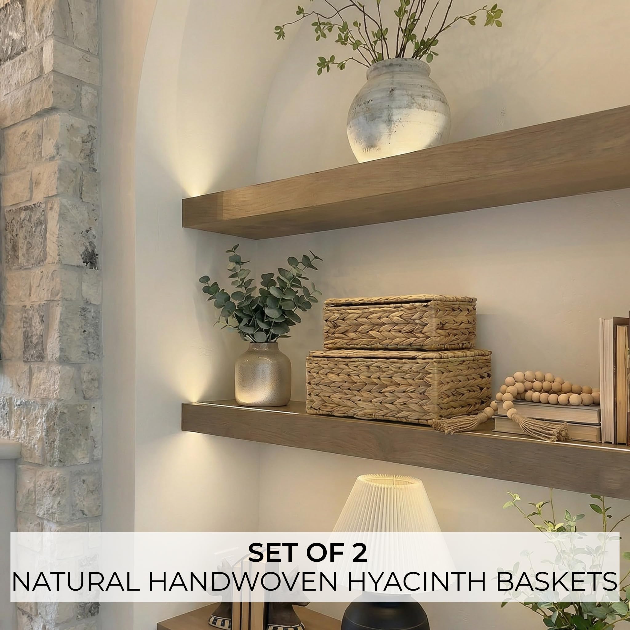 ZICOTO wicker basket with lid adds tidy shelf decor