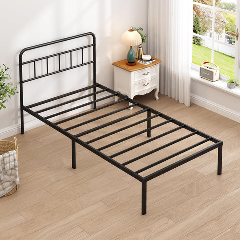 Ziguxiao twin bed frame shown in a cozy room setup for versatile style.