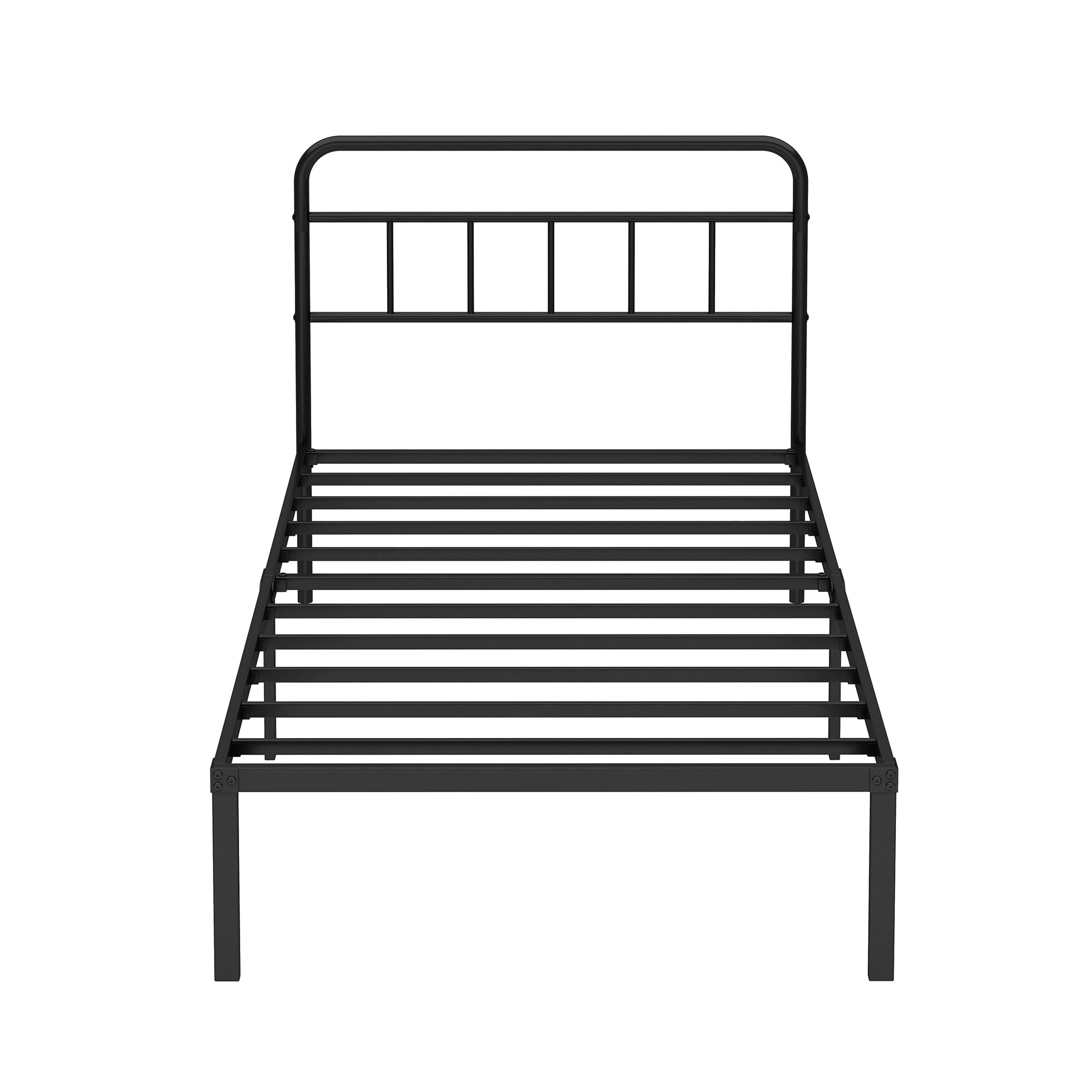 Ziguxiao twin bed frame fits standard mattresses without a box spring.