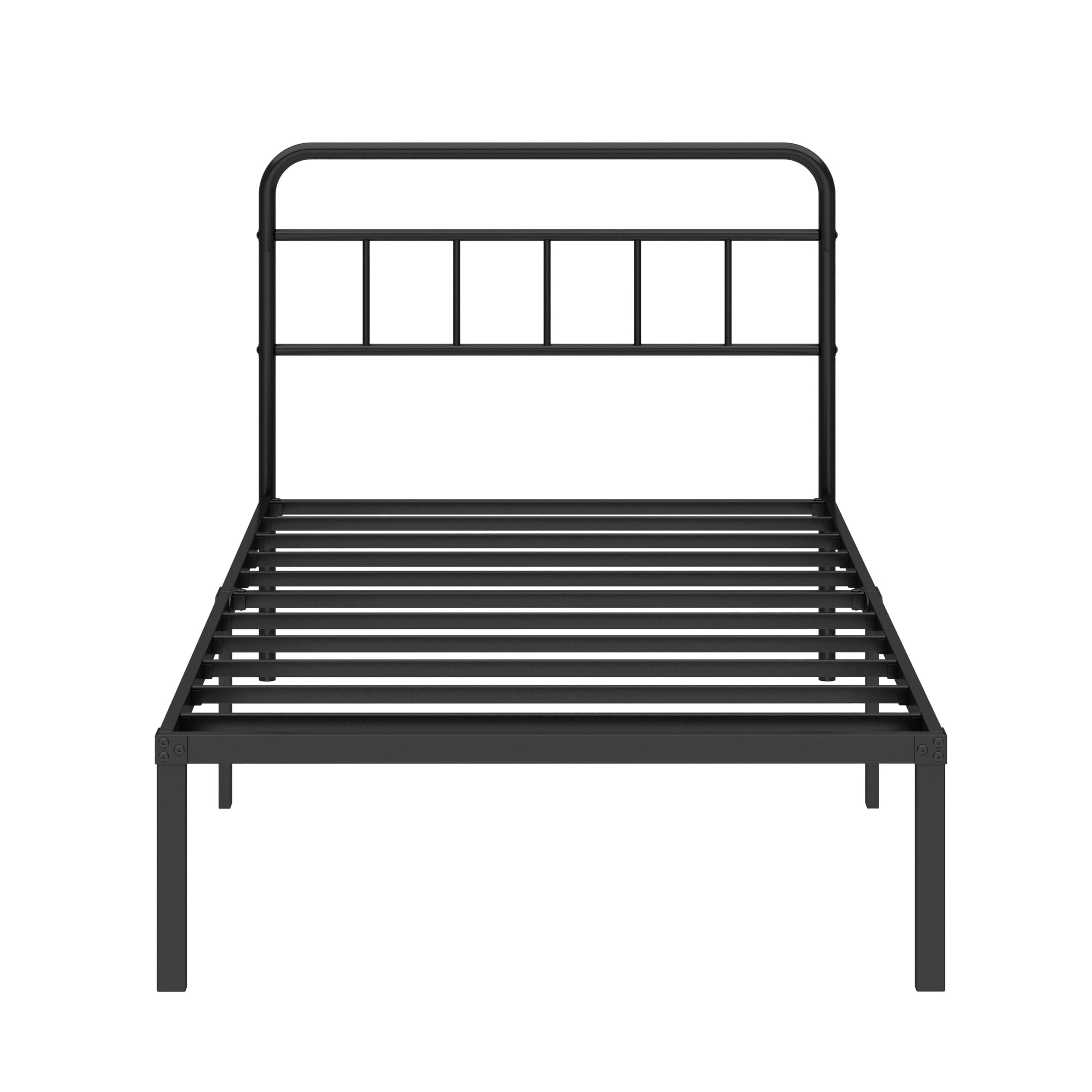 Ziguxiao bed frame features strong metal slats for reliable support.