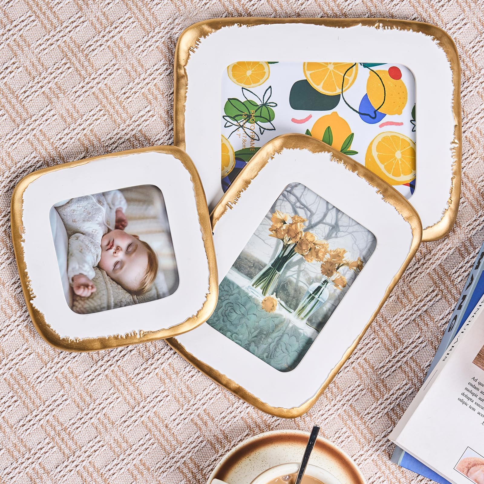 ZIHARA photo frame complements bright living room décor.