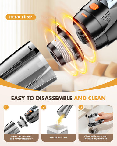 ZIHUOFAN 3-in-1 attachments clean floors, upholstery, and crevices.